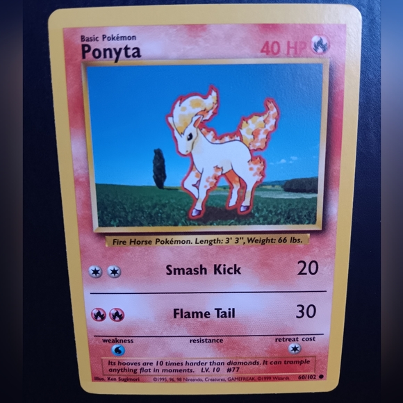 Ponyta Pokemon Card - Base Set - NO. 60/102 Common Non-Holo - Picture 2 of 9